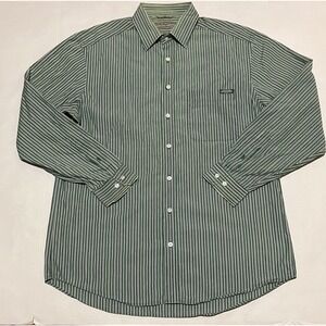 RM Williams Stockyard Size Large Relaxed Fit Green Stripes Button Up Cotton